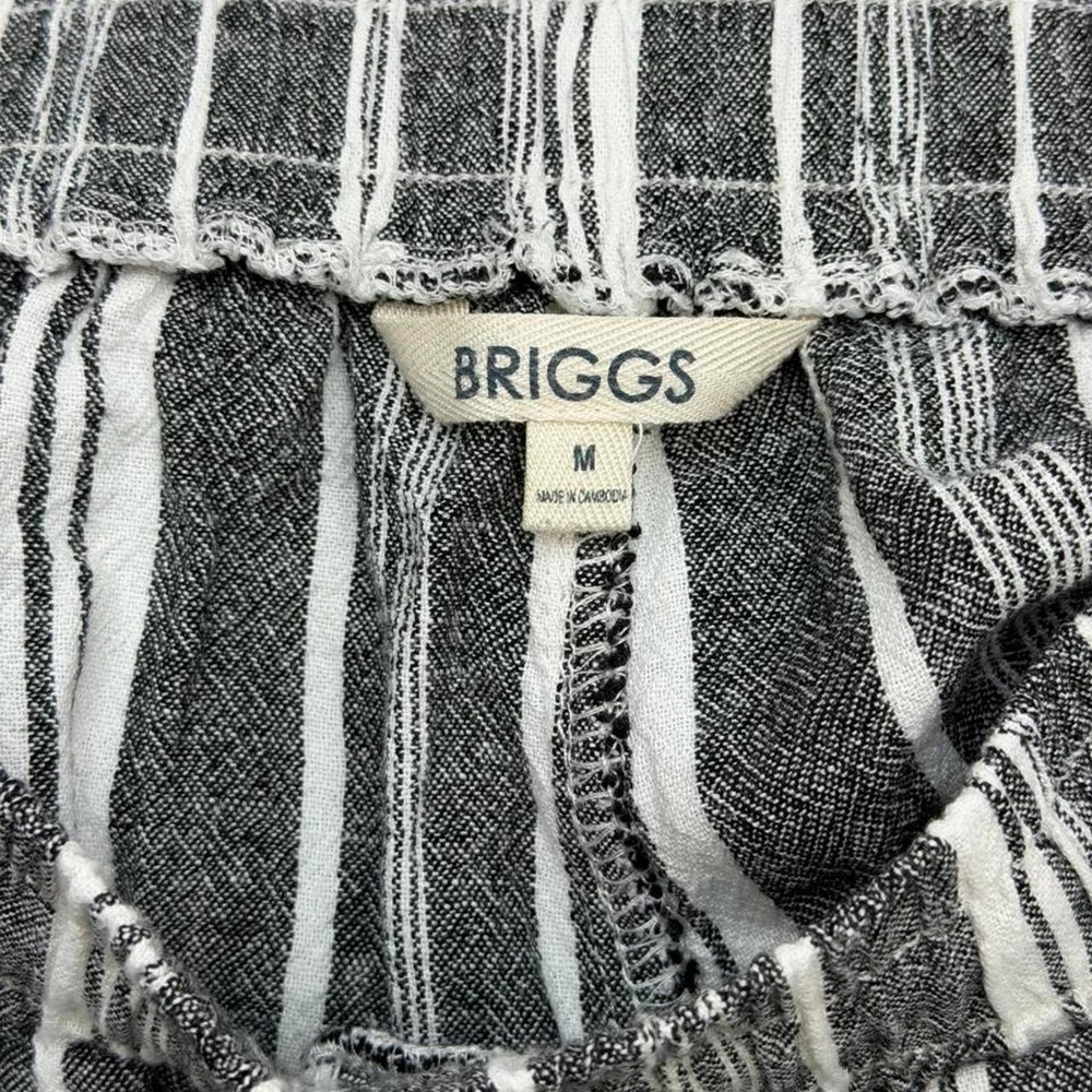 Briggs Womens Medium Striped Linen Blend Wide Leg Pants Elastic Waist Charcoal